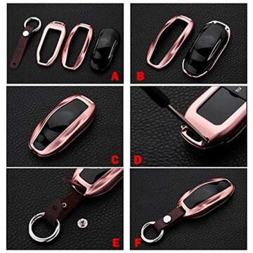 for Tesla Model S Model 3 Aluminium Alloy Car Remote Key Fob Flip Key Protection Case Shell Cover, Luxury Key Remote Control Smart Key Fob Holder with Key Chain (Black)