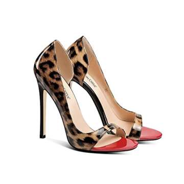ANN CREEK 'Kayen' High Heels for Women Leopard High Heel Sandals Sexy Stiletto Heels Open Toe High Heel Pumps Heeled Sandals Pump Shoes Leopard 7