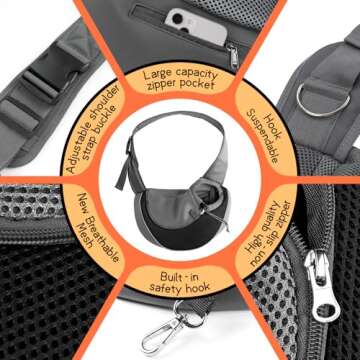YUDODO Pet Dog Sling Carrier Breathable Mesh Travel Safe Sling Bag Carrier for Dogs Cats