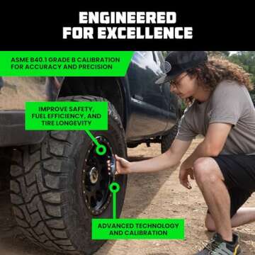 Rhino USA Digital Tire Pressure Gauge 150 PSI, 4 Ranges, Ergonomic Design w/Lighted Nozzle & LCD Backlit Display - Certified Accurate Readings, Best Digital Gage (Black)