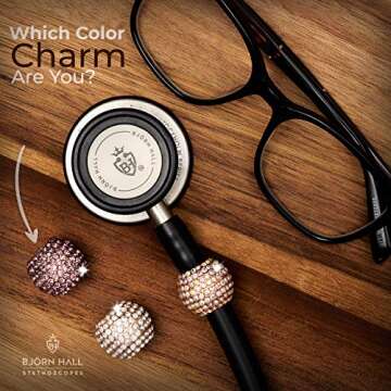 BJÖRN HALL Stethoscope Charms Raindow Unicorn | Sparkly Bling Stethoscope Charms RT | Perfect Gift & Accessory for Nurses, Respiratory Therapist, Vet Tech, LPN | Rose Gold - Rainbow Delight Crystal