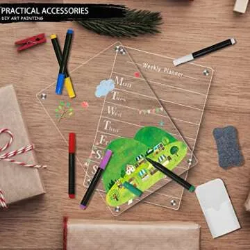 2 PCS Magnetic Dry Erase Board Set for Kitchen Organization