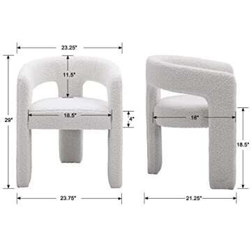 QUINJAY Modern Sherpa Barrel Dining Chair Upholstered Faux Fur Dining Room Chair with arm Comfy Acce...