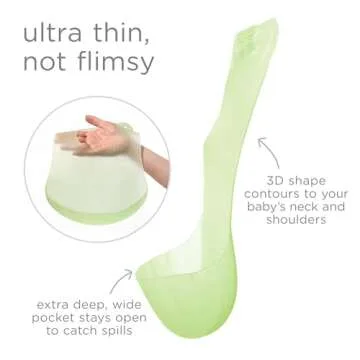 Olababy Fold N Go Silicone Baby Bib w Travel Case | Soft, Lightweight, Waterproof Bibs for Infants & Toddlers | BPA Free (1 Bib + 1 Travel Case, Kiwi)