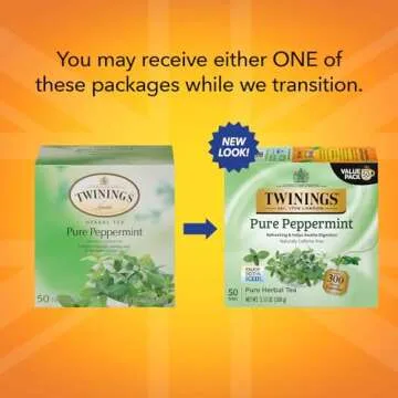 Twinings Pure Peppermint Tea - Naturally Caffeine Free, Refreshing Mint Herbal Tea Bags Individually Wrapped, 50 Count