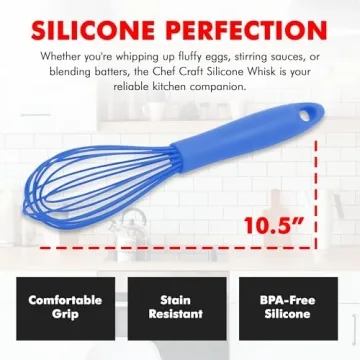 Chef Craft Premium Silicone Cooking Whisk - Sturdy & Versatile