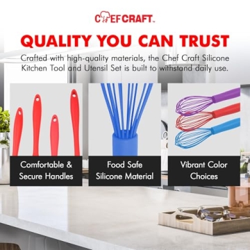 Chef Craft Premium Silicone Cooking Whisk - Sturdy & Versatile