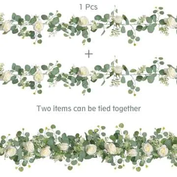 Eucalyptus Flower Garland - 2Pcs White Rose Decor