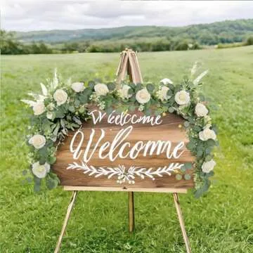 Eucalyptus Flower Garland - 2Pcs White Rose Decor