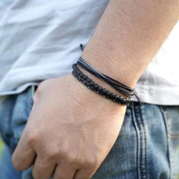 Handmade Natural Stone Beaded Healing Bracelet for Men