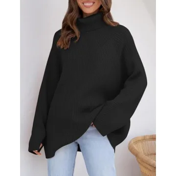 ZESICA Women's Chunky Knit Oversized Turtleneck Sweater