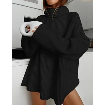 ZESICA Women's Chunky Knit Oversized Turtleneck Sweater