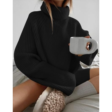 ZESICA Women's Chunky Knit Oversized Turtleneck Sweater