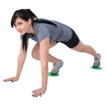 Synergee Electric Lime Green Core Sliders. Dual Sided Use on Carpet or Hardwood Floors. Abdominal Exercise Equipment