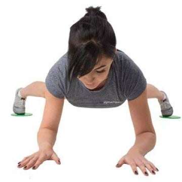 Synergee Electric Lime Green Core Sliders. Dual Sided Use on Carpet or Hardwood Floors. Abdominal Exercise Equipment