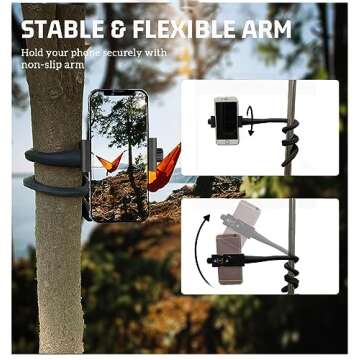 Portable Phone Holder Stand for Bed, Stroller, Desk, Car with Gooseneck Flexible Arm - Stable, Secur...