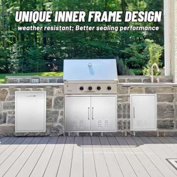 Vented Outdoor Kitchen Doors-30 W x 21" H - Stainless Steel BBQ Double Access Door,Flush Mount for Outdoor Kitchen and BBQ Islan