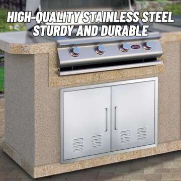 Vented Outdoor Kitchen Doors-30 W x 21" H - Stainless Steel BBQ Double Access Door,Flush Mount for Outdoor Kitchen and BBQ Islan