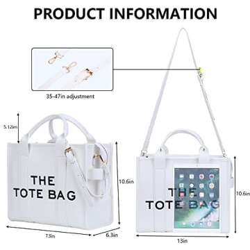Work Tote Bags for Women - Trendy Personalized Oversized PU Leather Tote Bag Large Capacity Top-Hand...