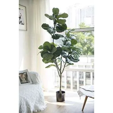 Artificial Tree Plant Pot Artificial Leafy Tree 5.2 Feet with Green Leaves Indoor Outdoor Use Fake Plant for Living Room Balcony Home Office Decoration