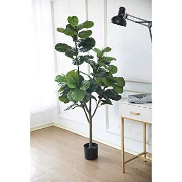 Artificial Tree Plant Pot Artificial Leafy Tree 5.2 Feet with Green Leaves Indoor Outdoor Use Fake Plant for Living Room Balcony Home Office Decoration