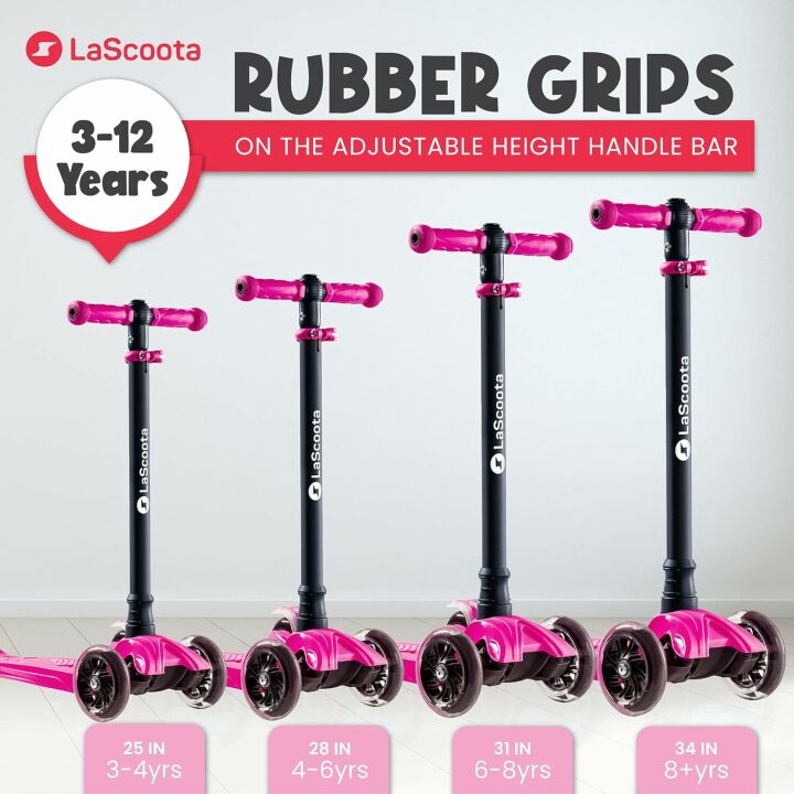 LaScoota 2-in-1 Kids Kick Scooter with LED Wheels