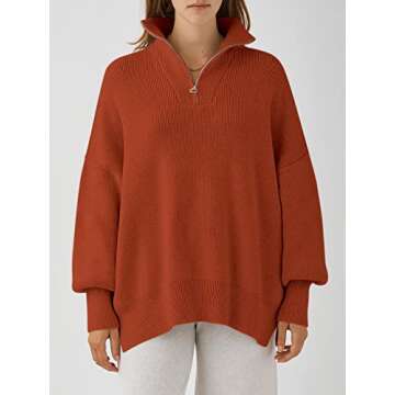 ANRABESS Women's Oversized Quarter Zip Sweater Pullover