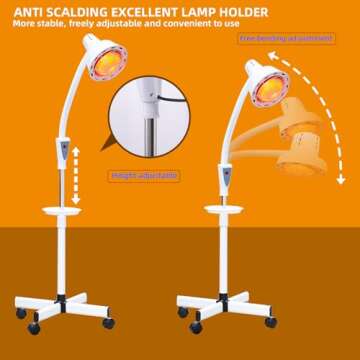 LHCYLDQ Infrared Light,275W Red Near Infrared Heat Lamp for Relieve Joint Pain and Muscle Aches,Adjustable Red Light Standing Lamp Set(White)