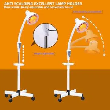 LHCYLDQ Infrared Light,275W Red Near Infrared Heat Lamp for Relieve Joint Pain and Muscle Aches,Adjustable Red Light Standing Lamp Set(White)