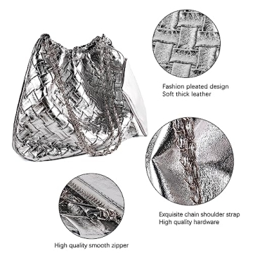 Woven Leather Hobo Handbag for Women with Purses, Large Woven Tote Bag Shoulder Bags 2pcs Purses Set