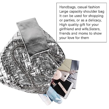 Woven Leather Hobo Handbag for Women with Purses, Large Woven Tote Bag Shoulder Bags 2pcs Purses Set