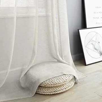 Pitalk Beige Curtains 108 Inches Long for Living Room 2 Panel Grommet Neutral Linen Textured Sheer Drape Light Filtering Curtain for Patio Door 52x108