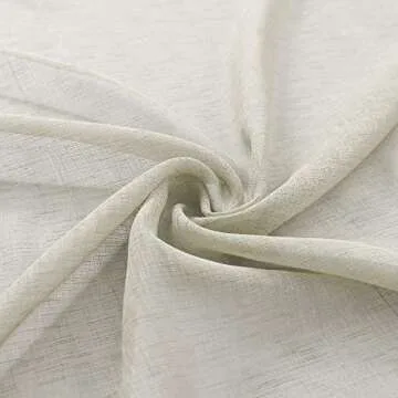 Pitalk Beige Curtains 108 Inches Long for Living Room 2 Panel Grommet Neutral Linen Textured Sheer Drape Light Filtering Curtain for Patio Door 52x108