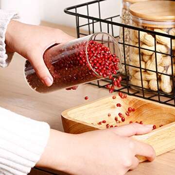 Glass Containers with Bamboo Lids, Set of 4 Airtight Glass Food Storage Containers, Kitchen Canisters with bamboo lid, for storing spaghetti, Candy, Cookie, Cookie, Sugar - 4 Pack