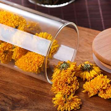 Glass Containers with Bamboo Lids, Set of 4 Airtight Glass Food Storage Containers, Kitchen Canisters with bamboo lid, for storing spaghetti, Candy, Cookie, Cookie, Sugar - 4 Pack