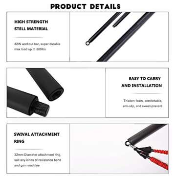 OYINDIZ Resistance Band Bar, Home Gym Workout Pilates 38Inch Strength Power Training, Heavy Duty Lifting Squat Fitness Equipment for Core Muscle Exercise