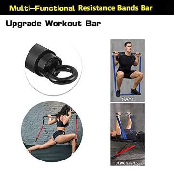 OYINDIZ Resistance Band Bar, Home Gym Workout Pilates 38Inch Strength Power Training, Heavy Duty Lifting Squat Fitness Equipment for Core Muscle Exercise