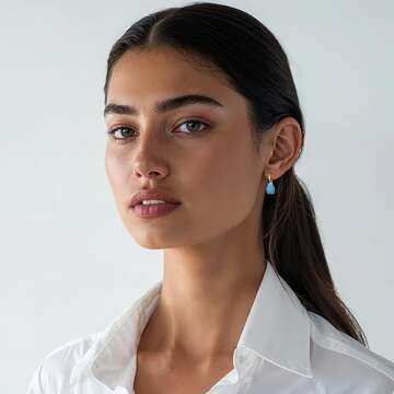 14K Gold Blue Opal Earrings - Solid Yellow Gold Pear Shape Dangle Earrings - October Birthstone Gift...