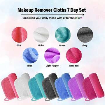 Makeup Remover Cloth, 7 Colors Makeup Towels Face Washcloth, Makeup Remover Pads Reusable Washable, ...