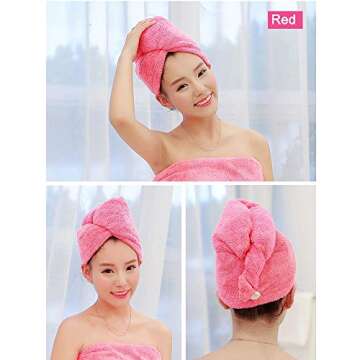 ADOGO Microfiber Hair Towel - 2 Pack Hair Turbans for Wet Hair, Drying Hair Wrap Towels for Women and Kids - Suitable for All Hair Types（Pink，Purple）