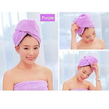 ADOGO Microfiber Hair Towel - 2 Pack Hair Turbans for Wet Hair, Drying Hair Wrap Towels for Women and Kids - Suitable for All Hair Types（Pink，Purple）