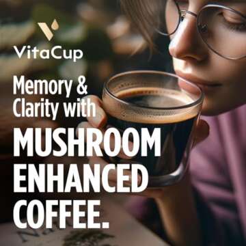 VitaCup Mushroom Coffee Pods - Boost Focus & Immunity with Lions Mane, Chaga, Vitamins, for Memory &...