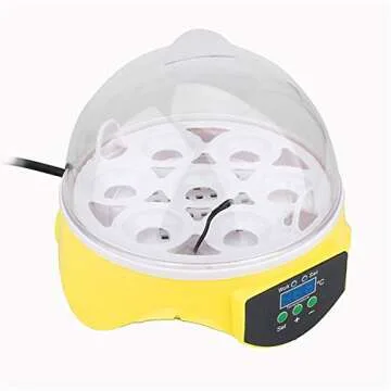 Digital Fully Automatic Egg Incubator Mini 7 Eggs Poultry Hatcher Temperature Controller Us Plug Portable Heats Cools Machine for Hatch Chickens Ducks Geese Quail Parrots Pigeons Birds Other Poult