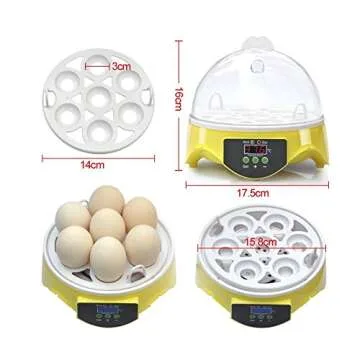 Digital Fully Automatic Egg Incubator Mini 7 Eggs Poultry Hatcher Temperature Controller Us Plug Portable Heats Cools Machine for Hatch Chickens Ducks Geese Quail Parrots Pigeons Birds Other Poult