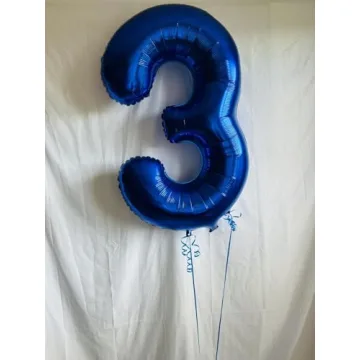 Metallic Blue Number 3 Balloon 40 Inch - 3rd Birthday Decorations, Navy Blue Party Supplies for Boys...