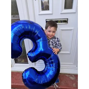Metallic Blue 40-Inch Number 3 Balloon for Birthday