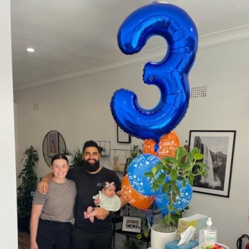 Metallic Blue 40-Inch Number 3 Balloon for Birthday