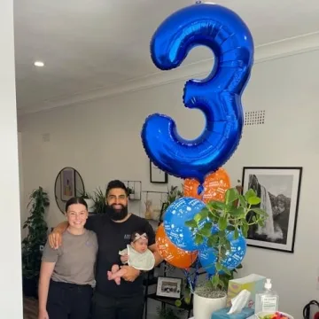 Metallic Blue 40-Inch Number 3 Balloon for Birthday