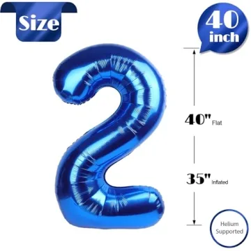 Metallic Blue 40-Inch Number 3 Balloon for Birthday