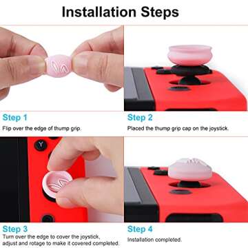 Owngen Cute Thumb Grip Caps for Nintendo Switch/Lite/OLED, Kawaii Magic Moon Joy-Stick Button Stick Cover 3D Analog Ergonomic Cap for NS Controller Joy-Cons (Luna)